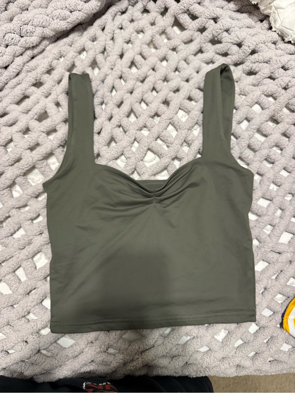 Amazon Olive Green Scoop-Neck Crop Tank Top